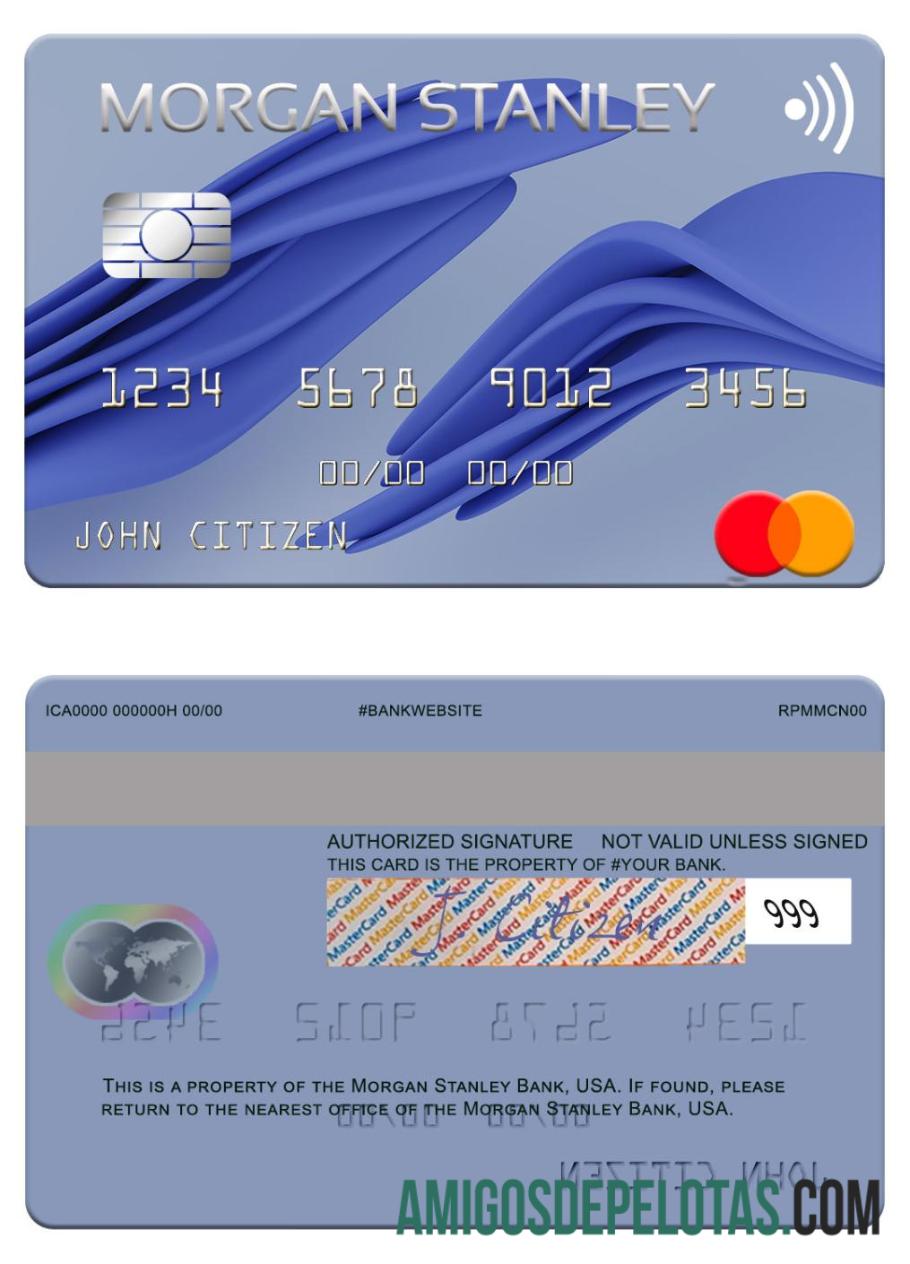 Mastercard do Banco Morgan Stanley dos EUA exemplo